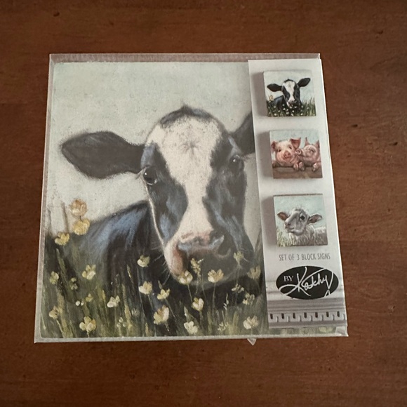 3 Farm animal heavy solid 6 x 6 inch block signs - Picture 1 of 6